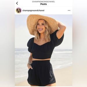 Black Abercrombie two-piece crinkle set - Size S top and M bottom